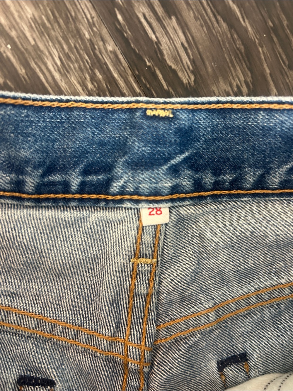 Women’s Levi's Strauss Blue Distressed button fly Denim Cutoff Shorts size 28 - Picture 3 of 7
